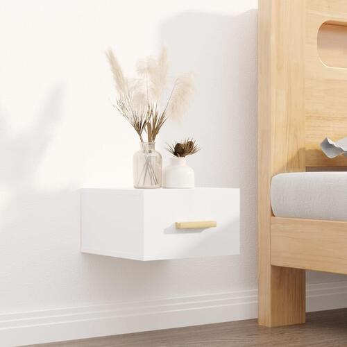 Væghængte sengeborde 2 stk. 50x36x25 cm hvid højglans
