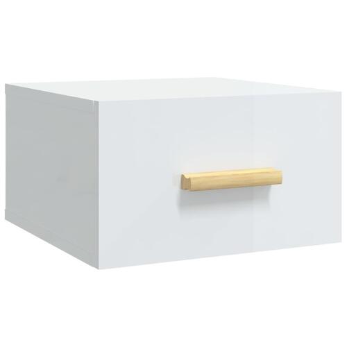 Væghængte sengeborde 2 stk. 50x36x25 cm hvid højglans