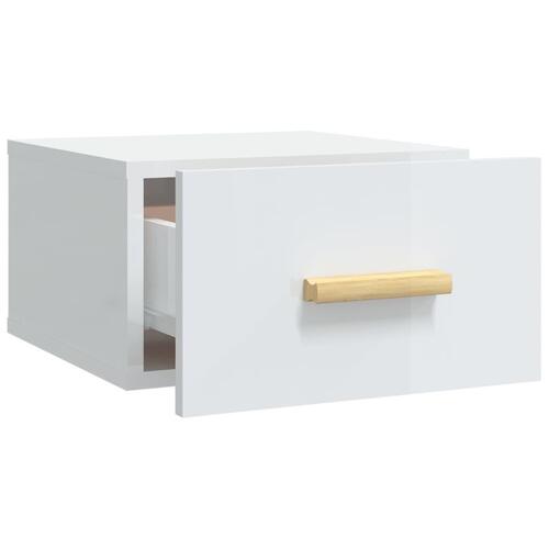 Væghængte sengeborde 2 stk. 50x36x25 cm hvid højglans