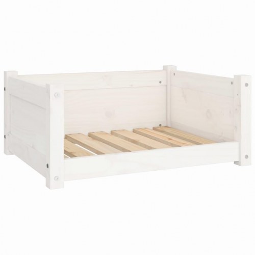 Hundeseng hvid 65,5x50,5x28 cm massivt fyrretræ