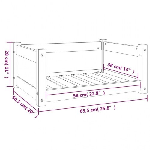 Hundeseng hvid 65,5x50,5x28 cm massivt fyrretræ