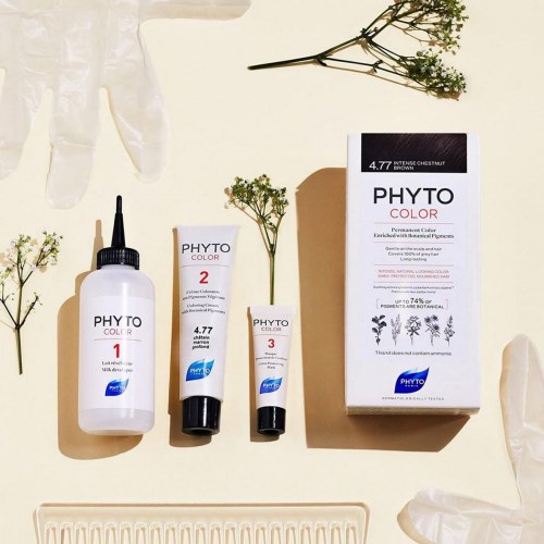 Permanent hårfarve Phyto Paris Color 8.3 Light Golden Blonde - 3 dele