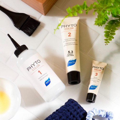 Permanent hårfarve Phyto Paris Color 8.3 Light Golden Blonde - 3 dele