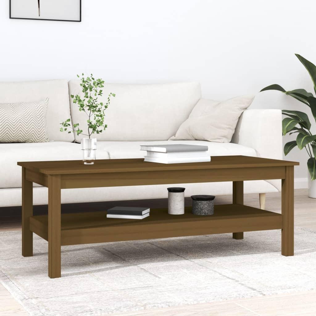 Sofabord 110x50x40 cm massivt fyrretræ gyldenbrun