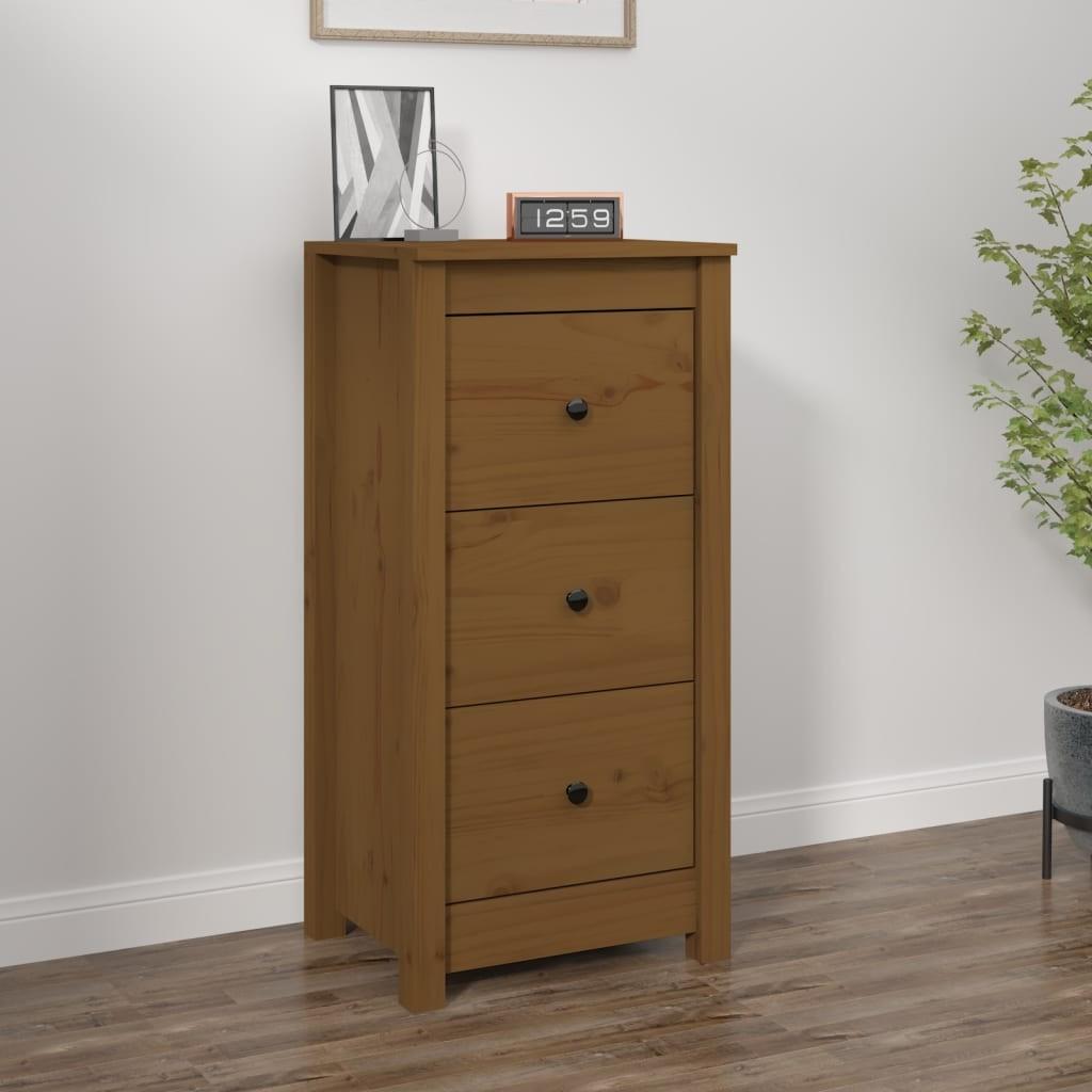 Skænk 40x35x80 cm massivt fyrretræ gyldenbrun