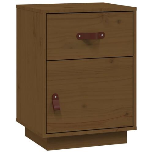 Sengeborde 2 stk. 40x34x55 cm massivt fyrretræ gyldenbrun