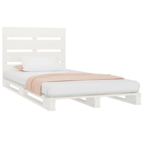 Sengeramme i massivt fyrretræ 75×190 cm - hvid palleseng/platformsseng
