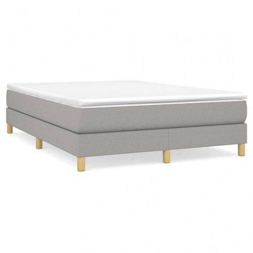 Boxspring sengeramme 140x190 cm - stof, lysegrå
