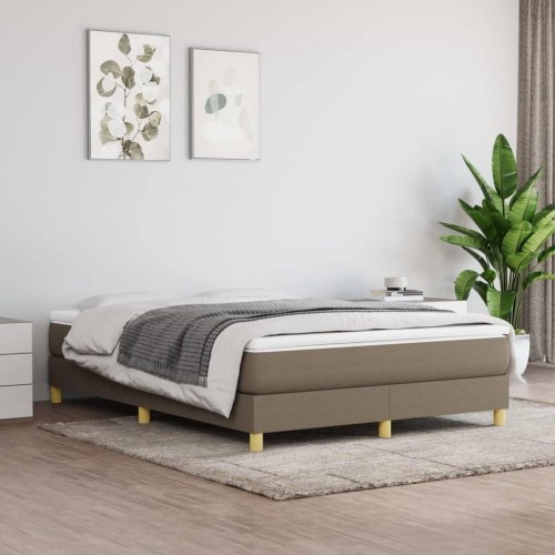 Boxspring sengeramme 140 × 190 cm - stof, gråbrun