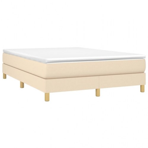 Boxspring sengeramme 140×190 cm i stof - cremefarvet