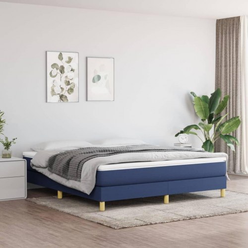 Boxspring sengeramme 160×200 cm - stof, blå