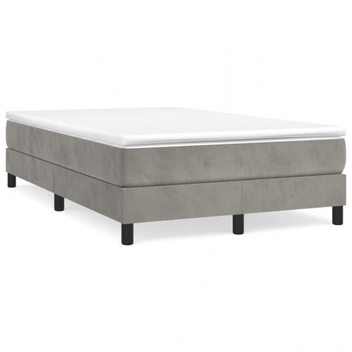Boxspring sengeramme i fløjl - lysegrå 120x200 cm