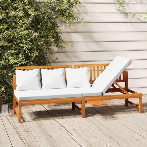 Daybed med cremefarvet hynde 200x60x75 cm massivt akacietræ