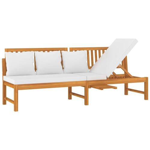 Daybed med cremefarvet hynde 200x60x75 cm massivt akacietræ