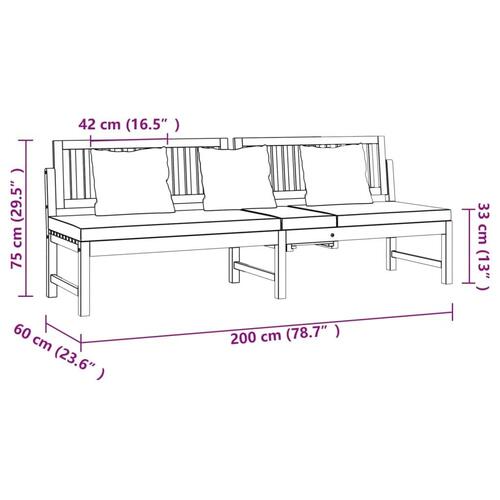 Daybed med cremefarvet hynde 200x60x75 cm massivt akacietræ