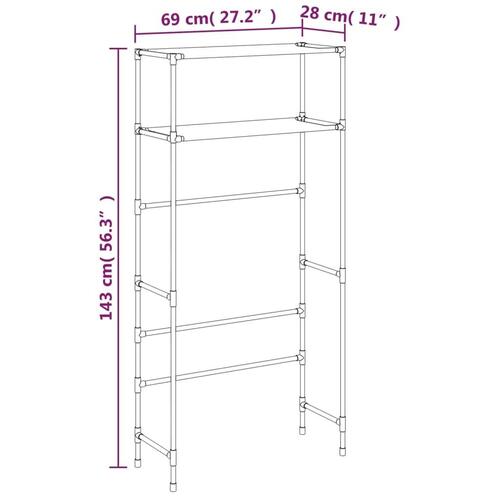 Opbevaringsstativ med 2 hylder 69x28x143 cm jern sort