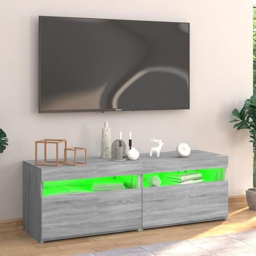 Tv-bord med LED-lys 120x35x40 cm grå sonoma-eg