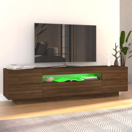 Tv-bord med LED-lys 160x35x40 cm brun egetræsfarve