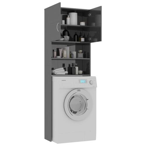 Vaskemaskineskab 64x25,5x190 cm spånplade grå højglans