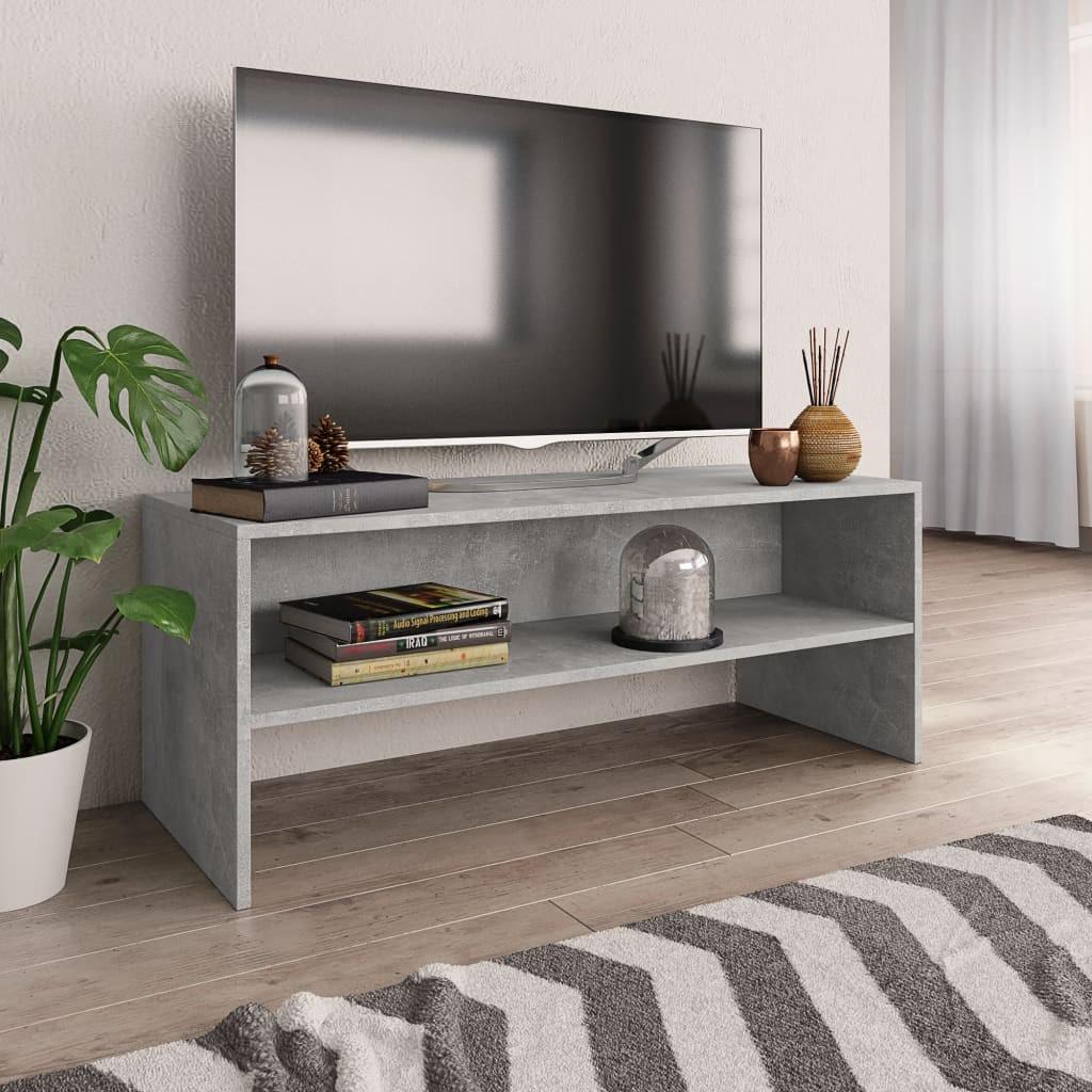 Tv-bord 100x40x40 cm konstrueret træ betongrå