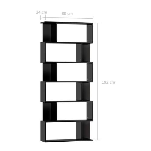 Bogskab/rumdeler 80 x 24 x 192 cm spånplade sort højglans