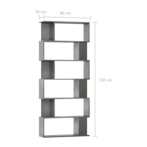 Bogskab/rumdeler 80 x 24 x 192 cm spånplade grå højglans