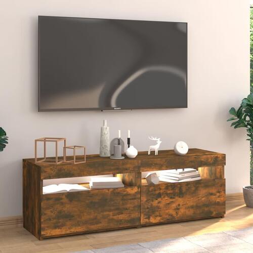 Tv-bord med LED-lys 120x35x40 cm røget eg
