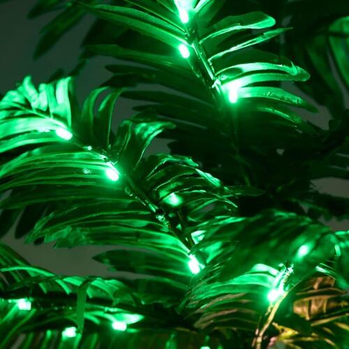 LED-palmetræ 220 cm 136 LED'er varmt hvidt lys hvid