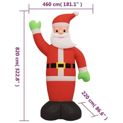 Oppustelig julemand med LED-lys 820 cm