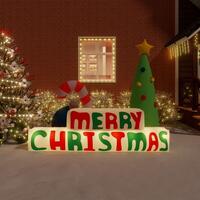 Oppustelig Merry Christmas-dekoration med LED'er 197 cm