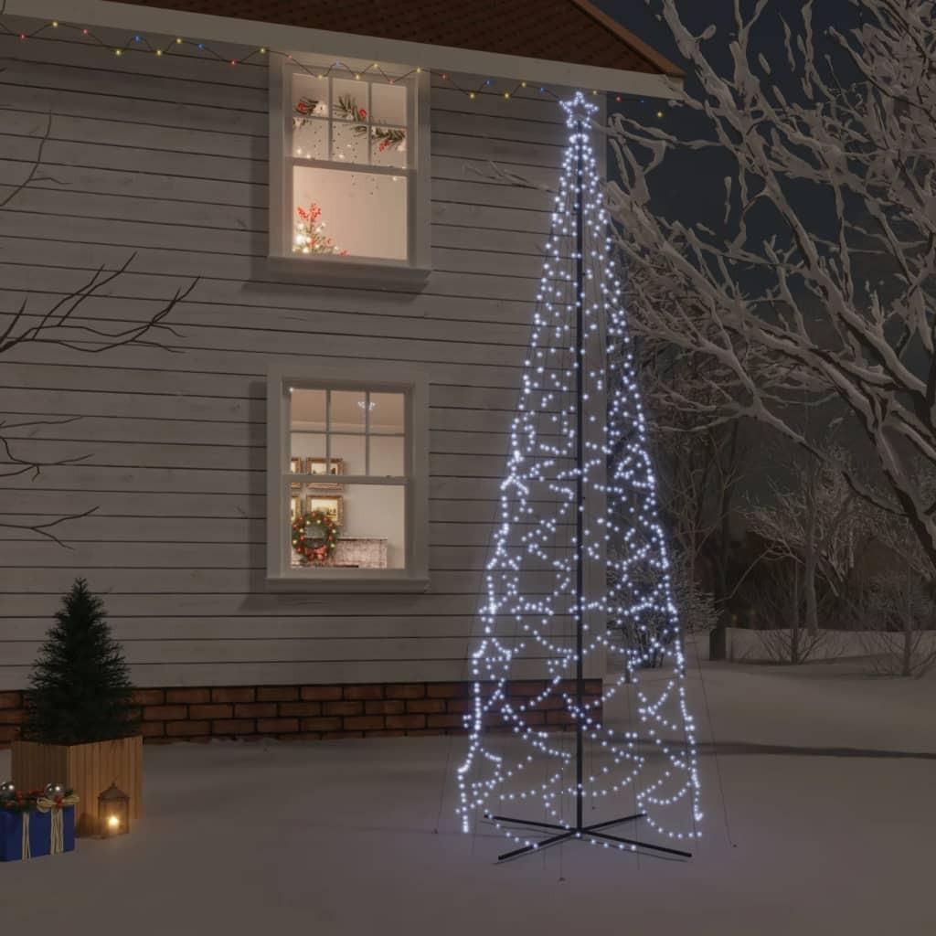 Kegleformet juletræ 160x500 cm 1400 LED'er koldt hvidt lys