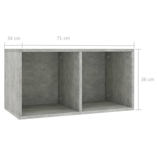 Opbevaringsreol til lp'er 71x34x36 cm konstrueret træ betongrå