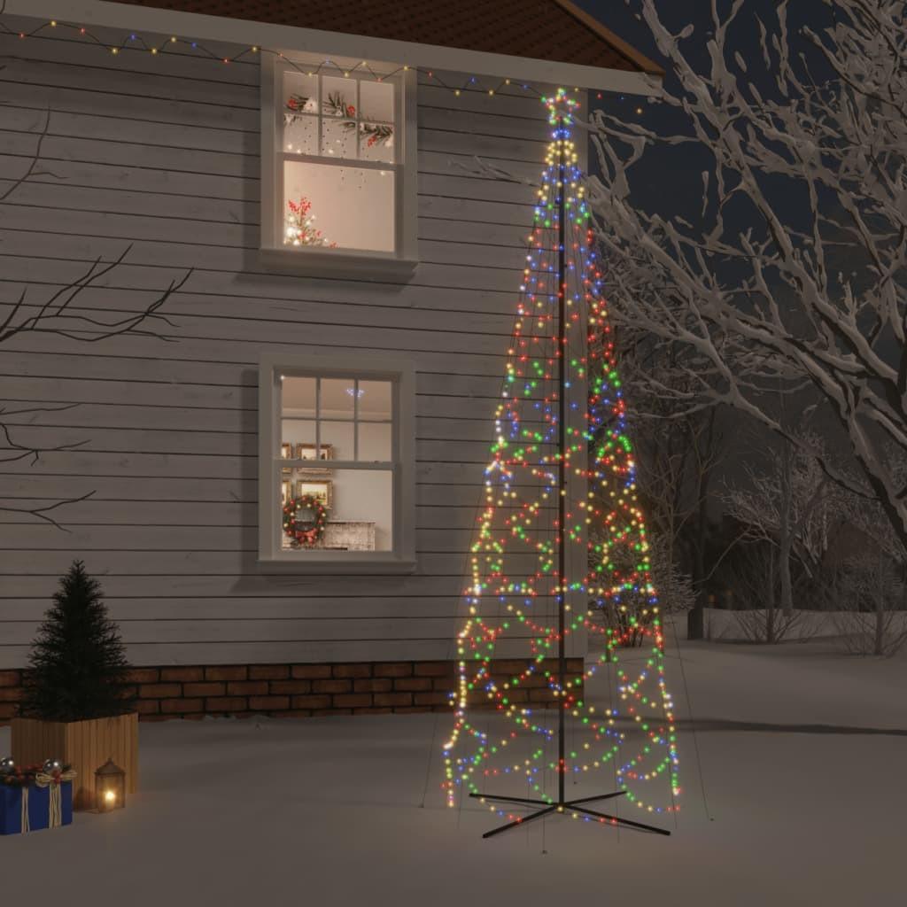 Kegleformet juletræ 160x500 cm 1400 LED'er farverigt lys