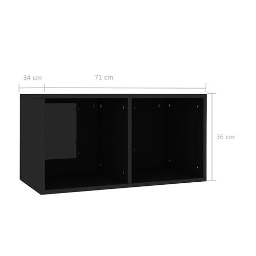 LP-opbevaringsboks 71 x 34 x 36 cm spånplade sort højglans