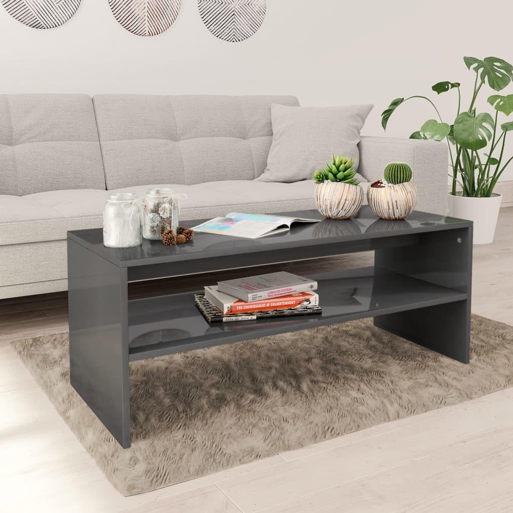 Sofabord 100x40x40 cm konstrueret træ grå højglans