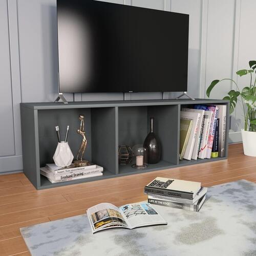 Bogreol/tv-bord 36x30x114 cm konstrueret træ grå