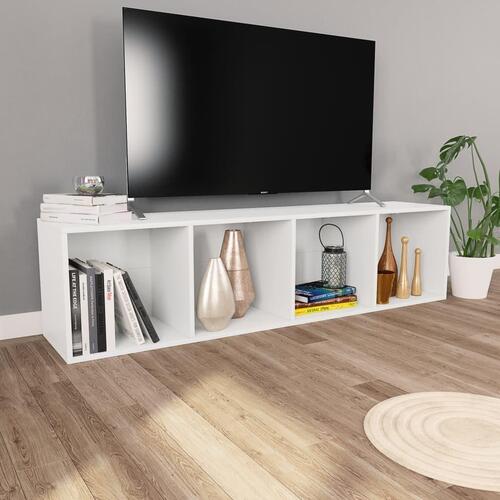 Bogreol/tv-bord 36x30x143 cm konstrueret træ hvid