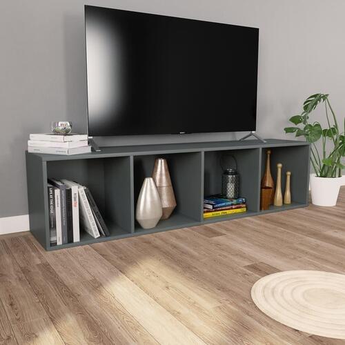 Bogreol/tv-bord 36x30x143 cm konstrueret træ grå