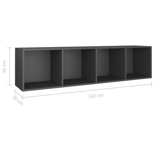 Bogreol/tv-bord 36x30x143 cm konstrueret træ grå