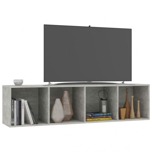 Bogreol/tv-bord 36×30×143 cm i konstrueret træ - betongrå