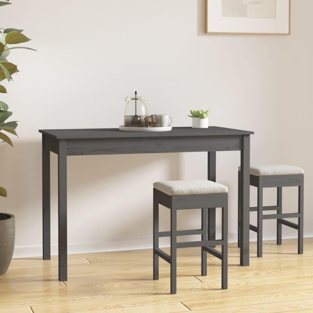 Spisebord 110x55x75 cm massivt fyrretræ grå