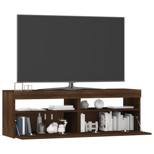 Tv-bord med LED-lys 120x35x40 cm brun egetræsfarve