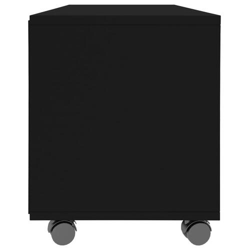 Tv-bord med hjul 90x35x35 cm konstrueret træ sort