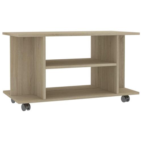 Tv-skab med hjul 80x40x45 cm konstrueret træ sonoma-eg