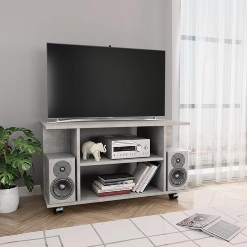 Tv-skab med hjul 80x40x45 cm konstrueret træ betongrå