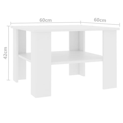 Sofabord 60x60x42 cm konstrueret træ hvid