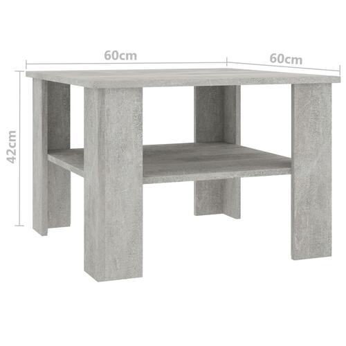 Sofabord 60x60x42 cm konstrueret træ betongrå