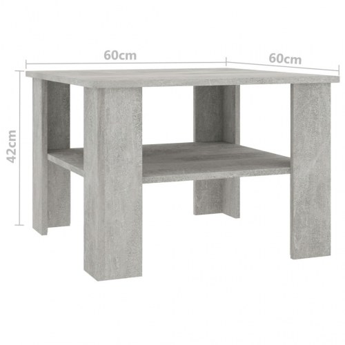 Sofabord i konstrueret træ - 60 × 60 × 42 cm, betongrå
