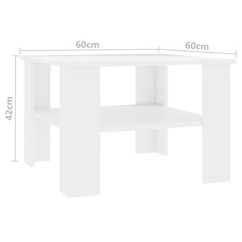Sofabord 60x60x42 cm konstrueret træ hvid højglans
