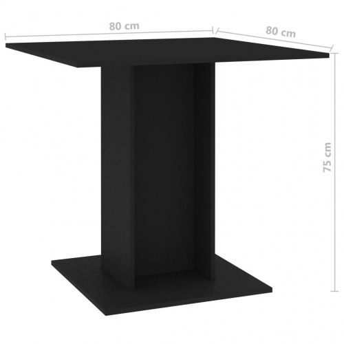 Spisebord 80 × 80 × 75 cm i konstrueret træ - sort